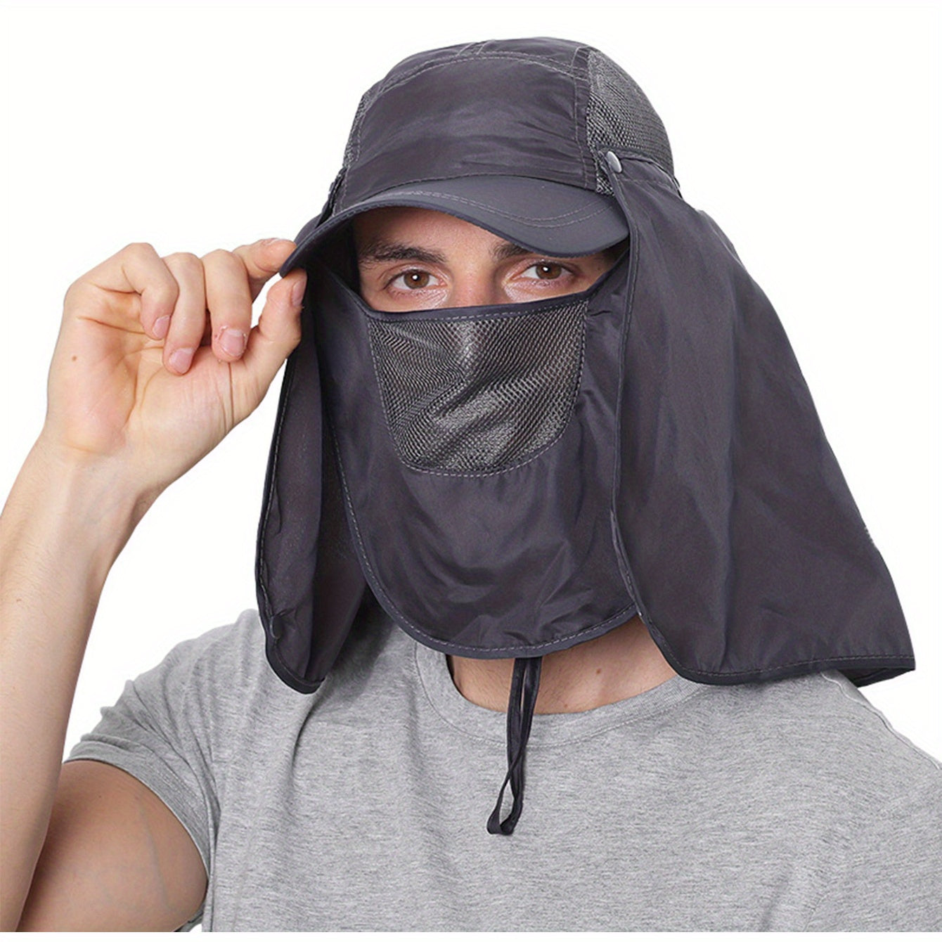 Quick Drying Sun Hat Detachable Neck Flap Mask Lightweight Baseball Cap