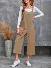 Wide Leg Casual Overall Jumpsuit with Pockets