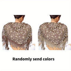 Women's Triangle Scarf With Tassel Lace Shawl