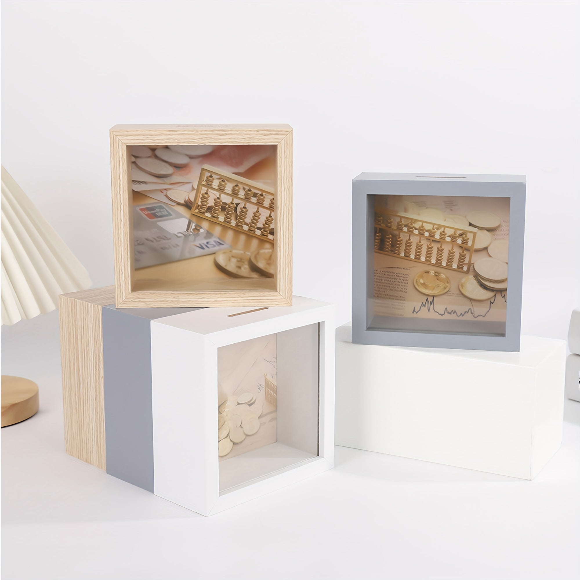 Acrylic Photo Frame Piggy Bank Transparent Reusable Coin Cash Money Box
