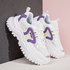 Women's Letter Lace up Chunky Sneakers Non slip Thick Sole Running Shoes
