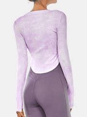 Women's Tie Dye Long Sleeve Fitness Top Quick Dry Stretchy Activewear