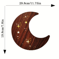 LED Moon Stars Night Light Wooden Wall Decoration