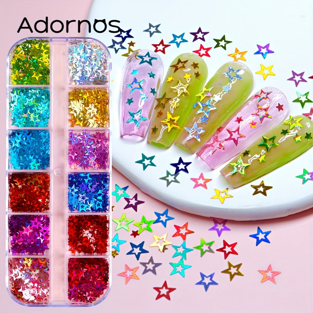 Y2K Holographic Hollow Star Glitter Sequins Flakes For Epoxy Resin Mold Fillers