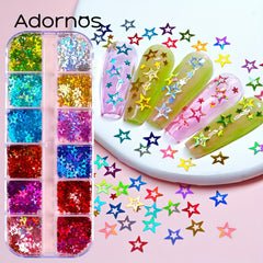 Y2K Holographic Hollow Star Glitter Sequins Flakes For Epoxy Resin Mold Fillers