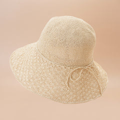 Hollow Crochet Bucket Hat Solid Sun Hat Women Fisherman Cap