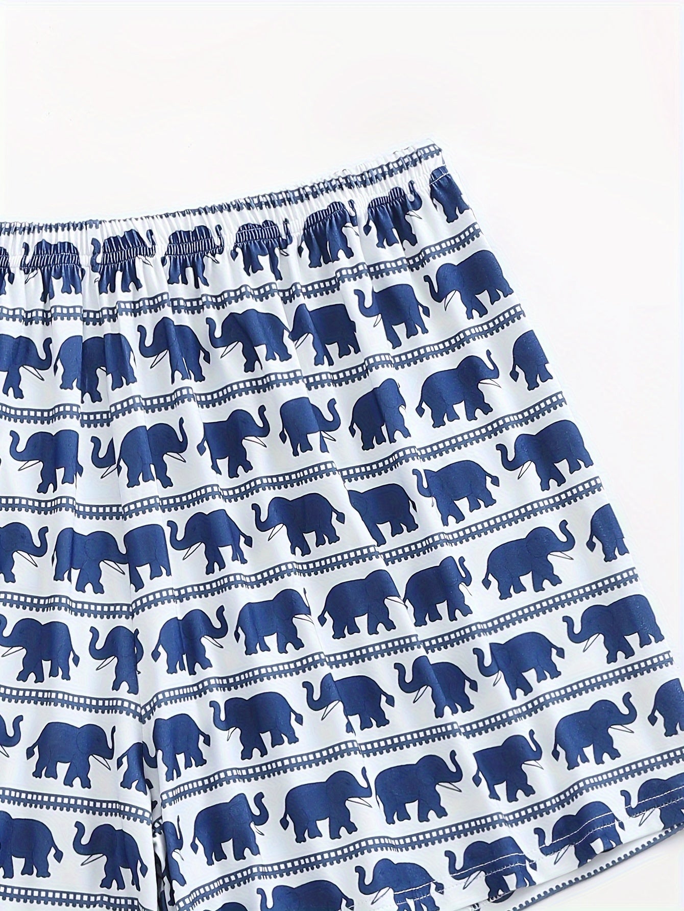 Women's Plus Elephant Striped Print Loose Shorts