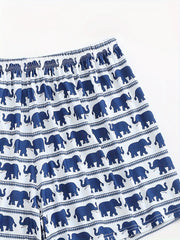 Women's Plus Elephant Striped Print Loose Shorts