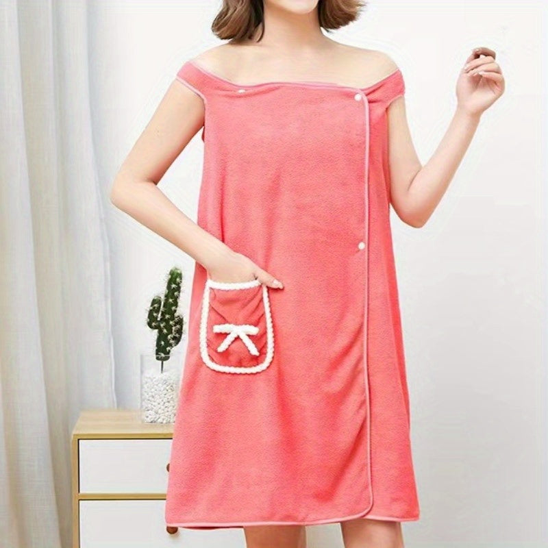 Coral Velvet Bathrobes for Women Wearable Bath Towels