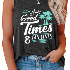 Letter & Tropical Print Tank Top