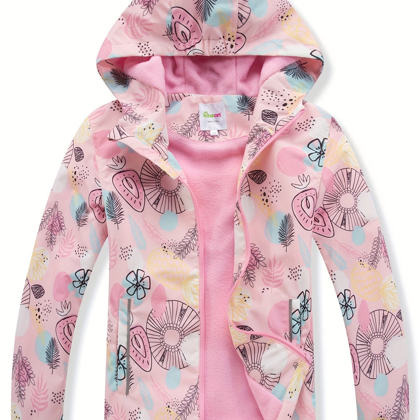 Girls Outdoor Fleece Lined Waterproof Jacket With Hood