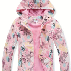 Girls Outdoor Fleece Lined Waterproof Jacket With Hood