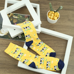 Men's Cow Pattern Crew Socks Breathable Comfy Casual Unisex Socks
