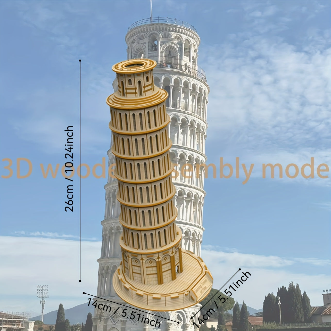 3D Wooden Puzzle Leaning Tower of Pisa DIY Model Toy