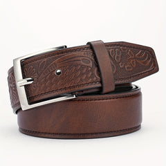 Alloy Buckle PU Striped Belt for Men
