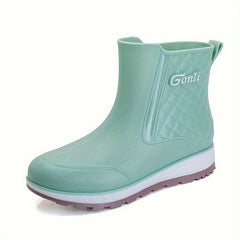 Stylish Mid-Calf Rain Boots Waterproof Warm Rain Shoes