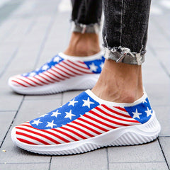 Women's Flag Pattern Flatform Slip-On Loafers