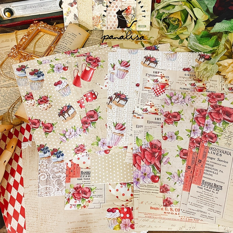 DIY Album Scrapbook Journaling Paper Afternoon Tea Background Paper