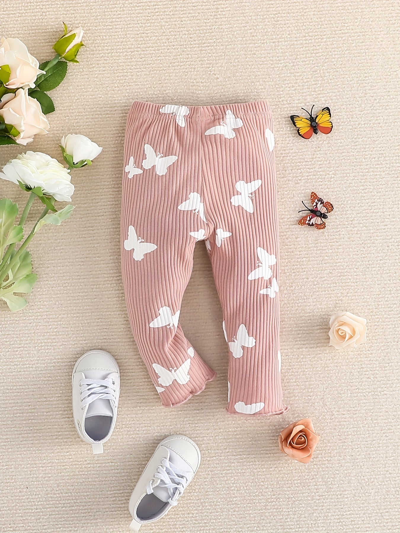 Baby Girls Butterfly Print Cotton Pants for Spring/Autumn