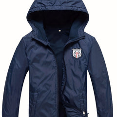 Boys Zip Up Hooded Jacket Raincoat Windbreaker Outerwear