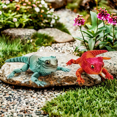 Flexible Bearded Lizard Decor, Expressive Eyes, Orange/Red/Green