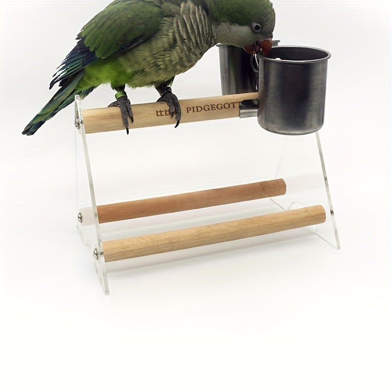 Stainless Bird Food Jar Parrot Mynah Feeder