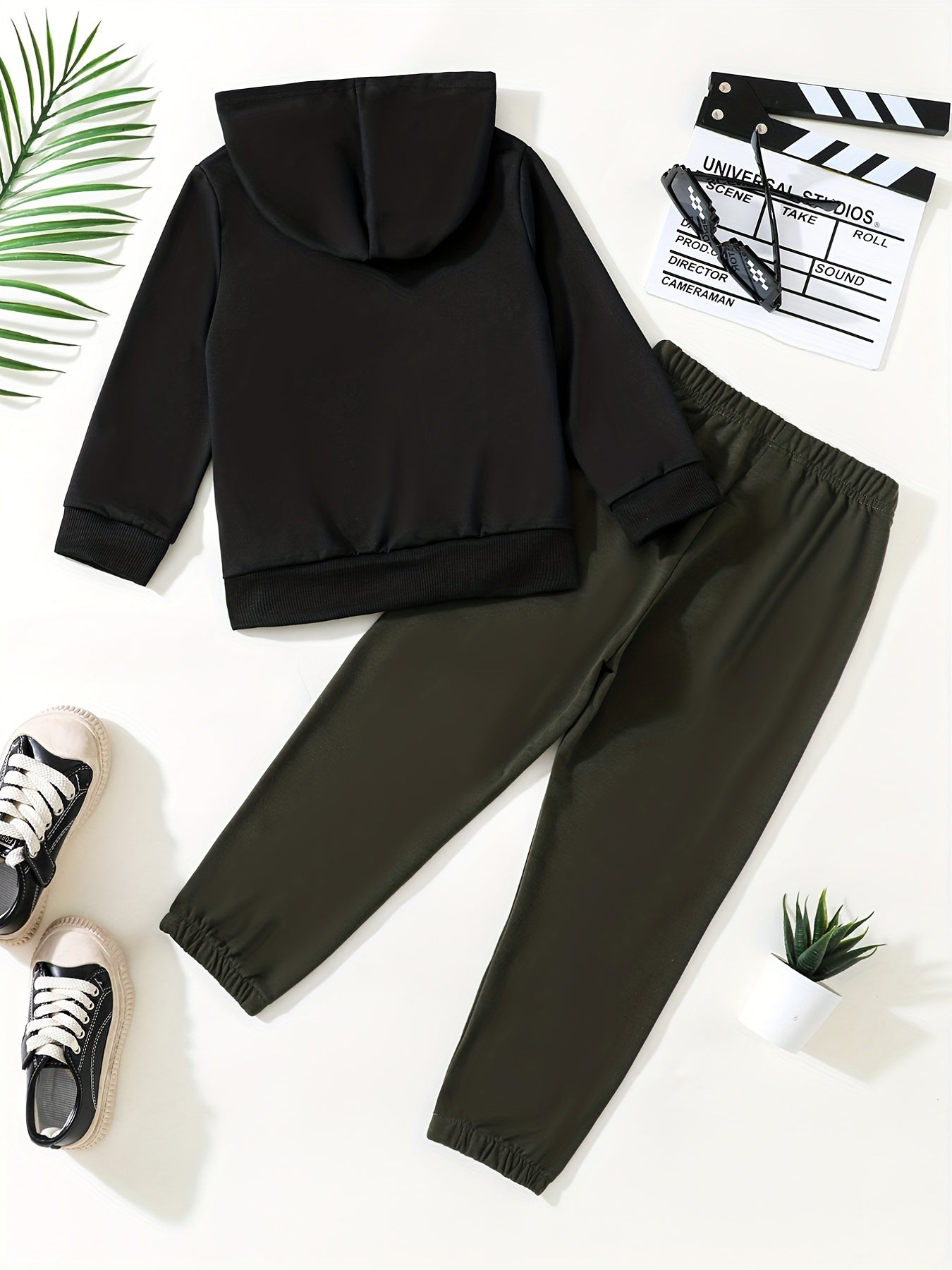 LA Boy's Hoodie & Cargo Pants Set Street Style Outfit