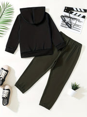 LA Boy's Hoodie & Cargo Pants Set Street Style Outfit