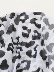 Leopard Print Long Sleeve Cover Up