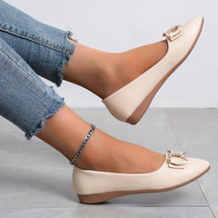 Women's Bow Ballet Flats Pointed Toe Soft Sole Slip On Shoes
