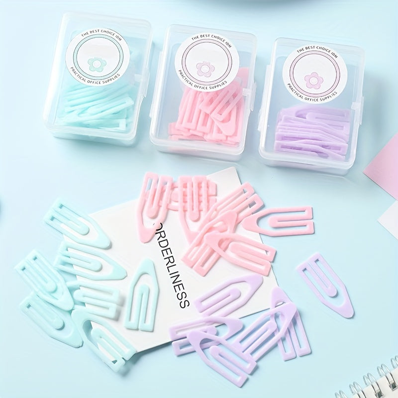 20 Packs Macaron Boat Paper Clips Small Fresh Creative Box Different Sizes