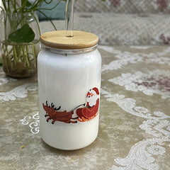 Christmas Halloween Glass Straw Cup Set 350ml & 550ml