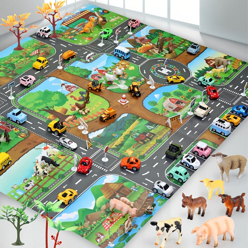 Floor Game Farm Traffic Large Map Simulated City Parking Lot Scene Map