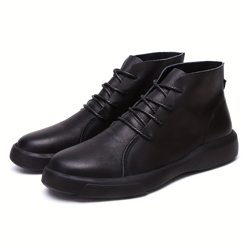 Men's Lace up High Top Boots, Leather Casual Walking Shoes