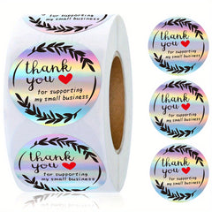 500 Rainbow Thank You Stickers Holographic Labels