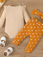 Baby Girl Long Sleeve Ruffle Trim Bodysuit & Pants Set