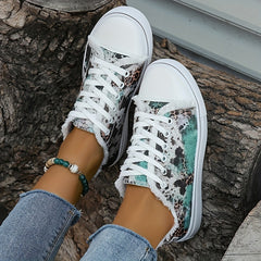 Leopard Print Lace-Up Sneakers Lightweight Outdoor Comfy Shoes