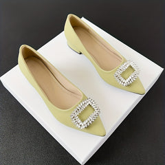 Women's Rhinestone Slip On Point Toe Heel Shoes
