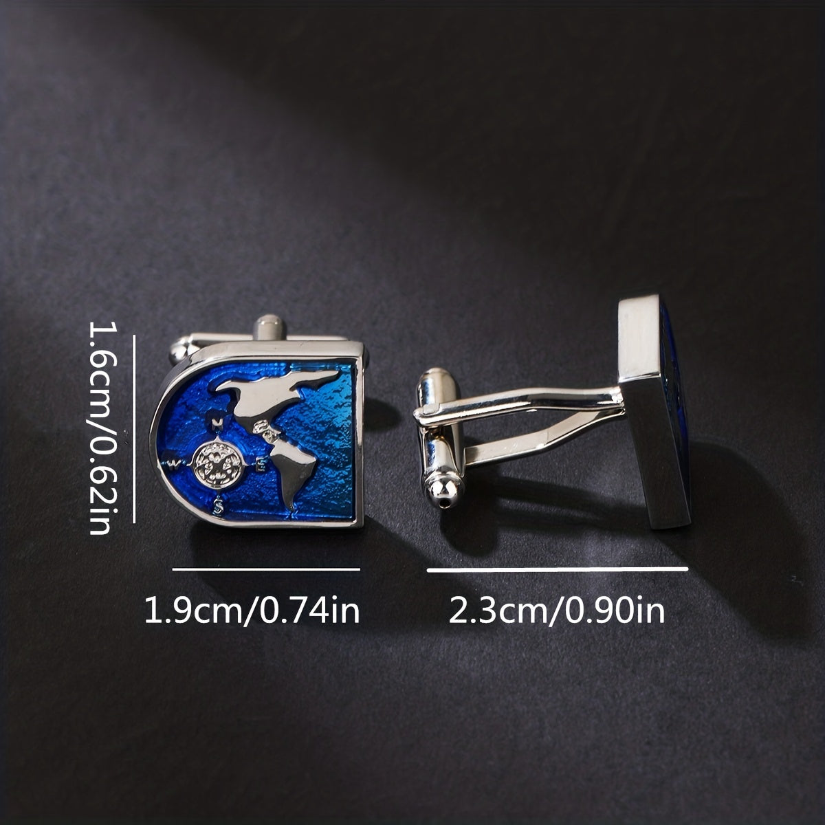 Map Pattern French Cufflinks 2 Cufflinks