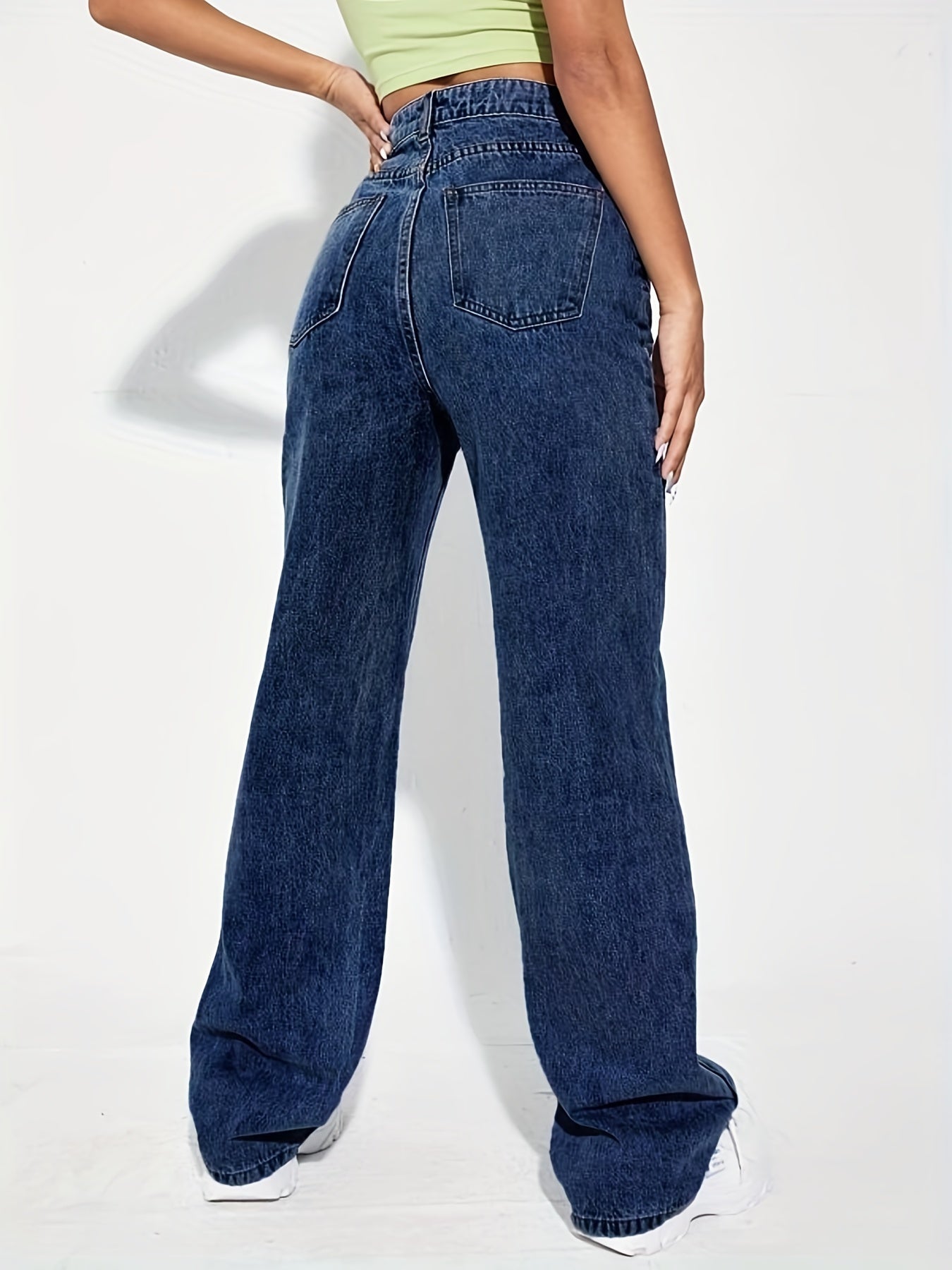 Slash Pocket Boyfriend Jeans Loose Fit Mid Waist