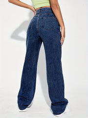 Slash Pocket Boyfriend Jeans Loose Fit Mid Waist