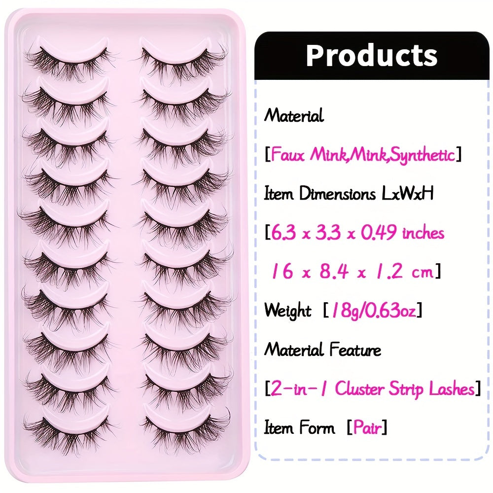 Natural Fox Eye Lashes Cluster Individual D Curling False Eyelashes Extensions