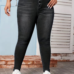 Skinny Jeans Button Fly High Rise High Stretch