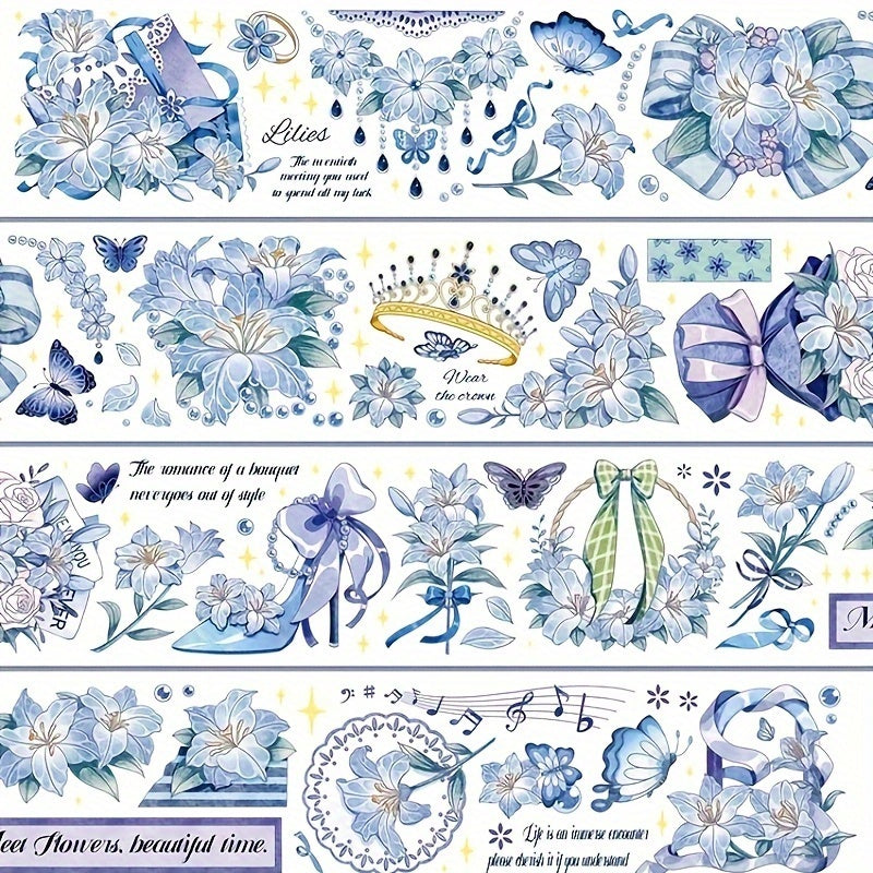 Floral Stickers Set Crystal Stereo Waterproof Stickers 2 Meters