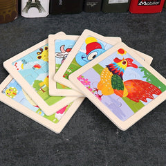 Wooden 9-Piece Puzzle Set: Animals, Insects, Marine Life, Vehicles