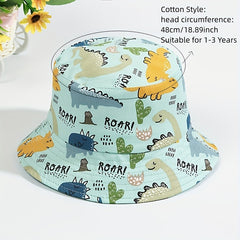 Baby Sunhat UPF 50 Beach Mesh Sun Hat Dinosaur Fish Print Bucket Hat