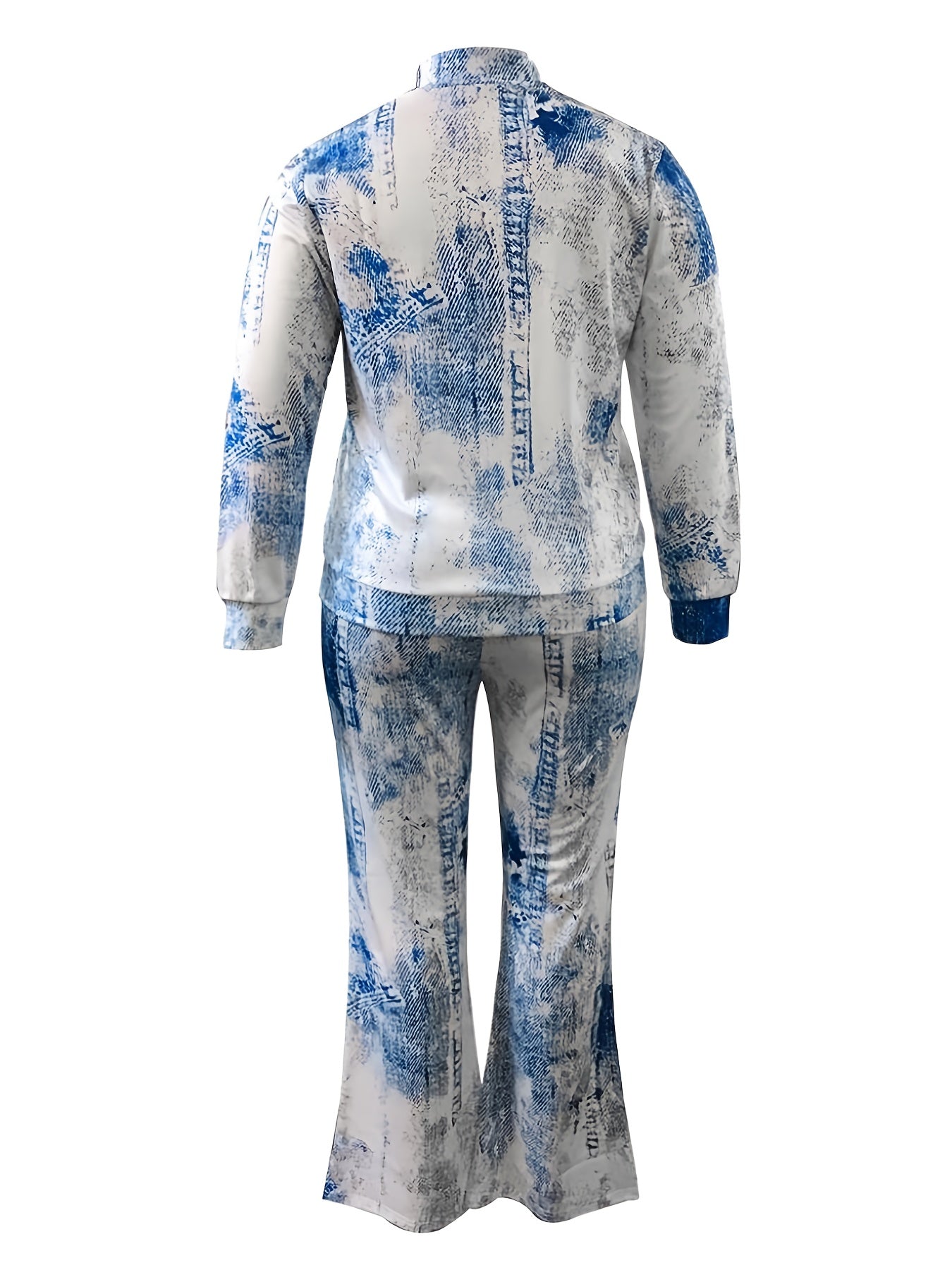 Tie Dye Zipper Jacket & Wide Leg Pants Set