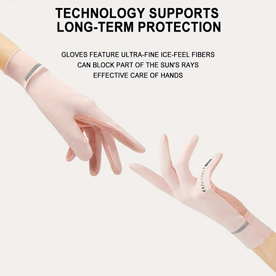 Breathable Sun Gloves Solid Color UV Protection Gloves