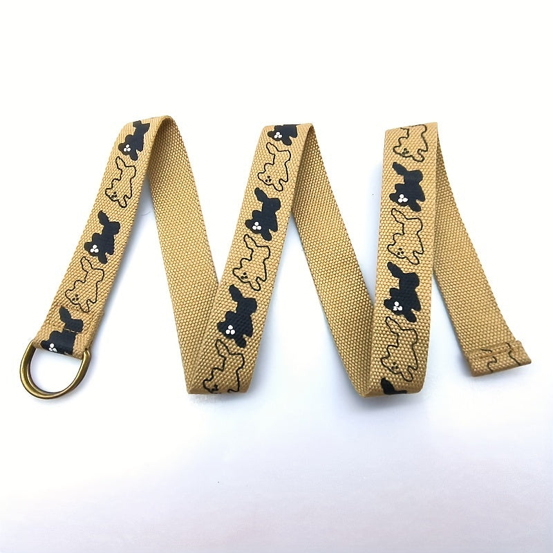 Funny Puppy Print Canvas Belt Casual All-match Pants Students