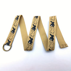 Funny Puppy Print Canvas Belt Casual All-match Pants Students